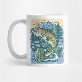 Jumping Trout At Sunrise Mug